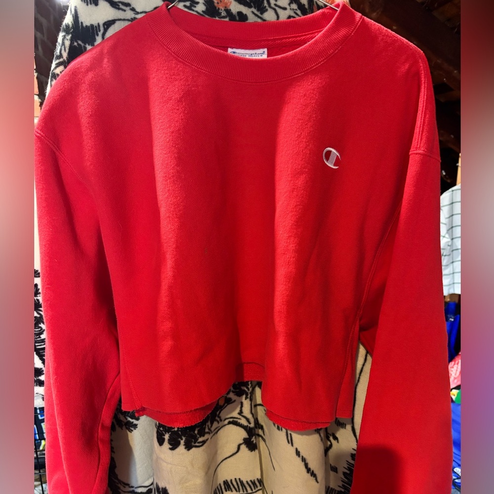 Champion Red Women's Cropped Sweatshirt